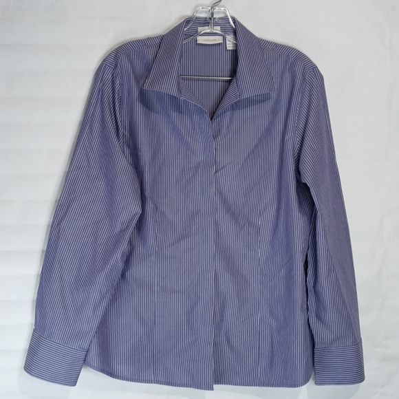 Chico's Striped V-Neck Shirt Sz 2 - Picture 4 of 11